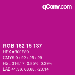Color code: RGB 182 15 137 | qconv.com