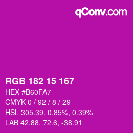 Color code: RGB 182 15 167 | qconv.com