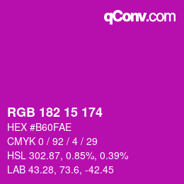 Color code: RGB 182 15 174 | qconv.com