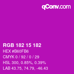 Color code: RGB 182 15 182 | qconv.com