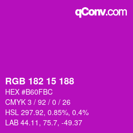 Color code: RGB 182 15 188 | qconv.com