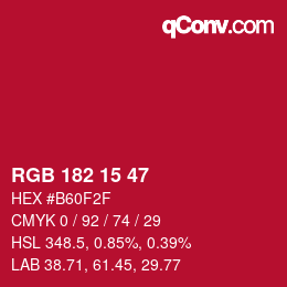 Color code: RGB 182 15 47 | qconv.com