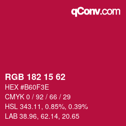 Color code: RGB 182 15 62 | qconv.com