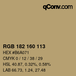 Color code: RGB 182 160 113 | qconv.com