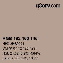 カラーコード: RGB 182 160 145 | qconv.com