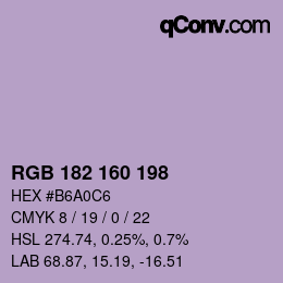 Color code: RGB 182 160 198 | qconv.com