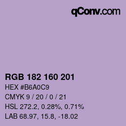 Color code: RGB 182 160 201 | qconv.com