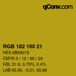 カラーコード: RGB 182 160 21 | qconv.com