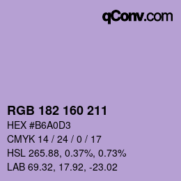 Color code: RGB 182 160 211 | qconv.com