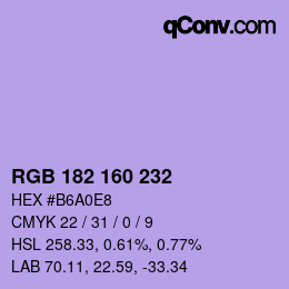 Color code: RGB 182 160 232 | qconv.com