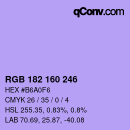 Color code: RGB 182 160 246 | qconv.com