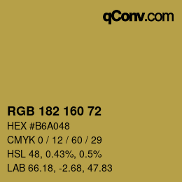 Color code: RGB 182 160 72 | qconv.com