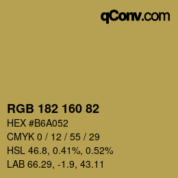 Color code: RGB 182 160 82 | qconv.com