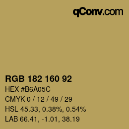 Color code: RGB 182 160 92 | qconv.com
