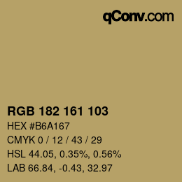 カラーコード: RGB 182 161 103 | qconv.com
