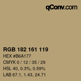 颜色代码: RGB 182 161 119 | qconv.com