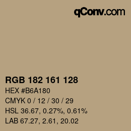 カラーコード: RGB 182 161 128 | qconv.com
