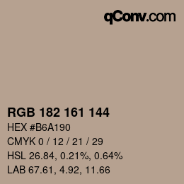 Color code: RGB 182 161 144 | qconv.com