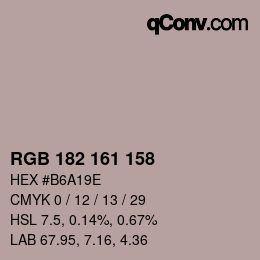 Color code: RGB 182 161 158 | qconv.com