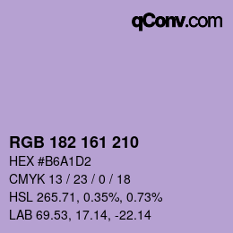 カラーコード: RGB 182 161 210 | qconv.com