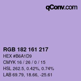 Color code: RGB 182 161 217 | qconv.com