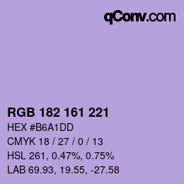 Color code: RGB 182 161 221 | qconv.com