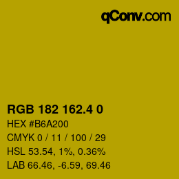 カラーコード: RGB 182 162.4 0 | qconv.com