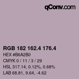 カラーコード: RGB 182 162.4 176.4 | qconv.com