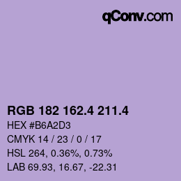 颜色代码: RGB 182 162.4 211.4 | qconv.com