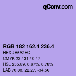 Color code: RGB 182 162.4 236.4 | qconv.com