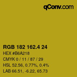 カラーコード: RGB 182 162.4 24 | qconv.com