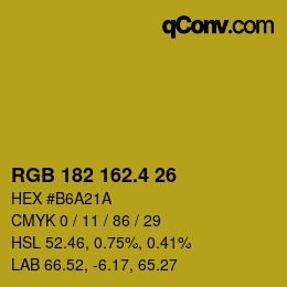 カラーコード: RGB 182 162.4 26 | qconv.com