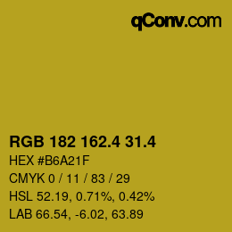 カラーコード: RGB 182 162.4 31.4 | qconv.com