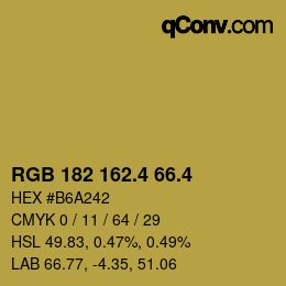 カラーコード: RGB 182 162.4 66.4 | qconv.com