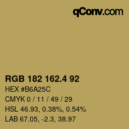 カラーコード: RGB 182 162.4 92 | qconv.com