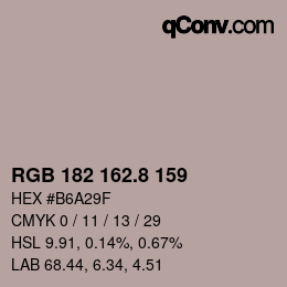 カラーコード: RGB 182 162.8 159 | qconv.com