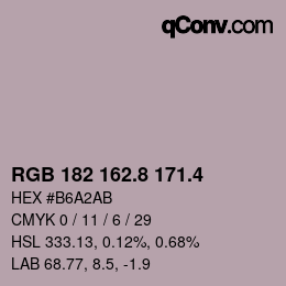 カラーコード: RGB 182 162.8 171.4 | qconv.com