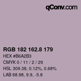 カラーコード: RGB 182 162.8 179 | qconv.com