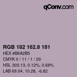 カラーコード: RGB 182 162.8 181 | qconv.com