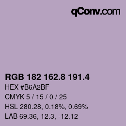 カラーコード: RGB 182 162.8 191.4 | qconv.com