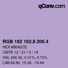 カラーコード: RGB 182 162.8 206.4 | qconv.com