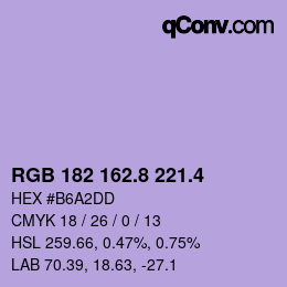 カラーコード: RGB 182 162.8 221.4 | qconv.com