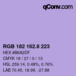カラーコード: RGB 182 162.8 223 | qconv.com