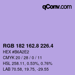 カラーコード: RGB 182 162.8 226.4 | qconv.com