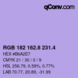 カラーコード: RGB 182 162.8 231.4 | qconv.com