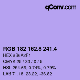 カラーコード: RGB 182 162.8 241.4 | qconv.com