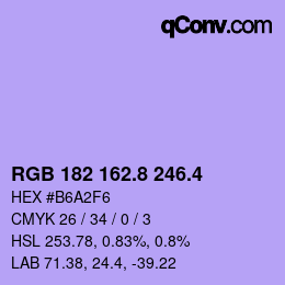 カラーコード: RGB 182 162.8 246.4 | qconv.com