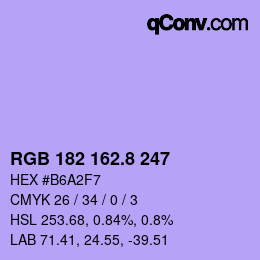カラーコード: RGB 182 162.8 247 | qconv.com