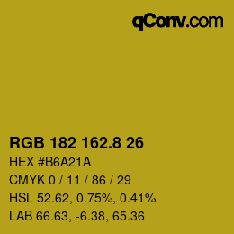 カラーコード: RGB 182 162.8 26 | qconv.com