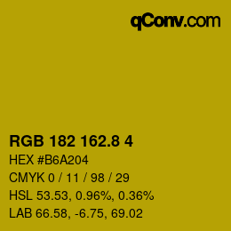 カラーコード: RGB 182 162.8 4 | qconv.com